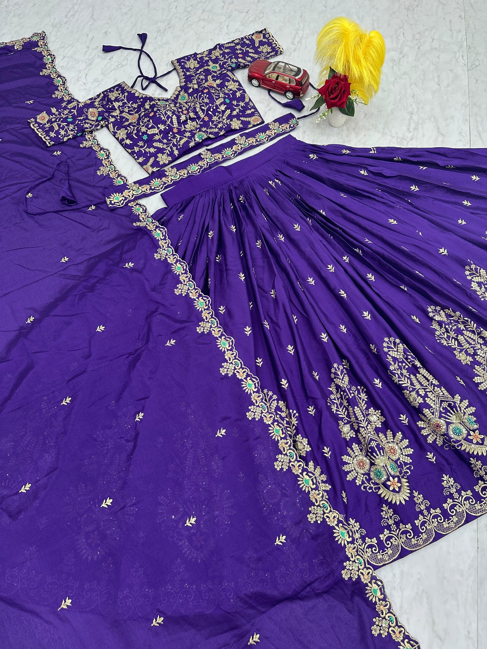 Heavy Embroidery Thread & Sequence Work Lehenga